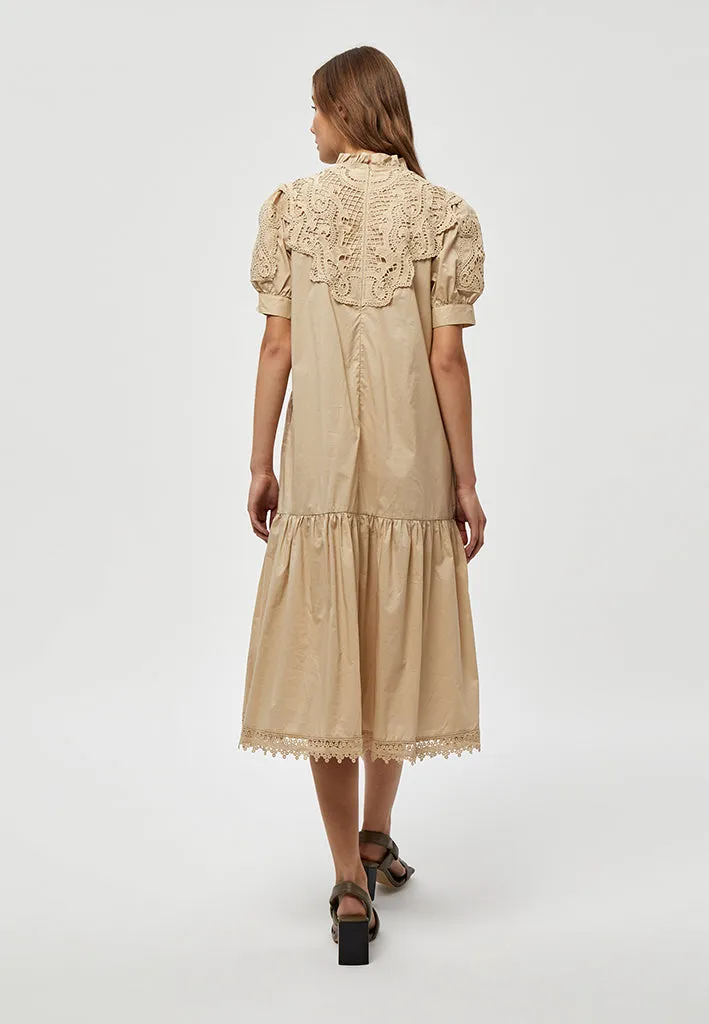 MSVictoria Embroidery Midi Dress - Nomad Sand