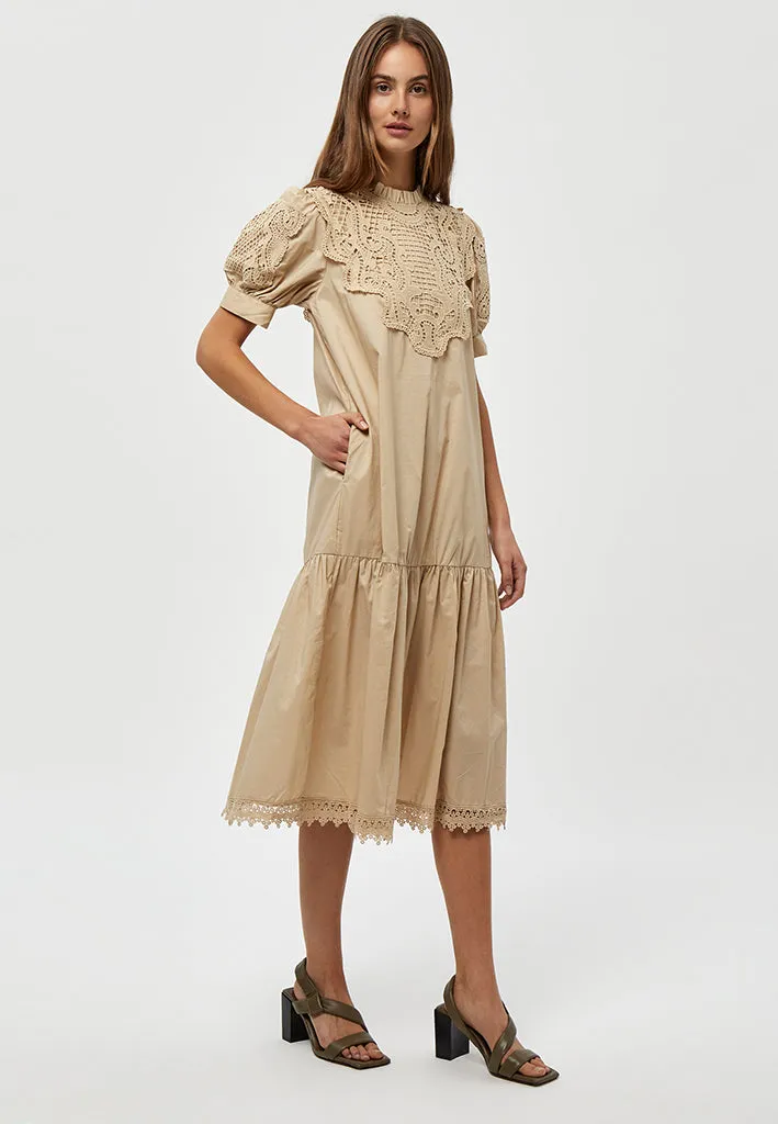 MSVictoria Embroidery Midi Dress - Nomad Sand