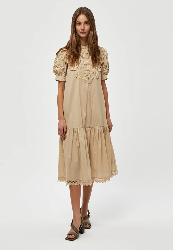 MSVictoria Embroidery Midi Dress - Nomad Sand