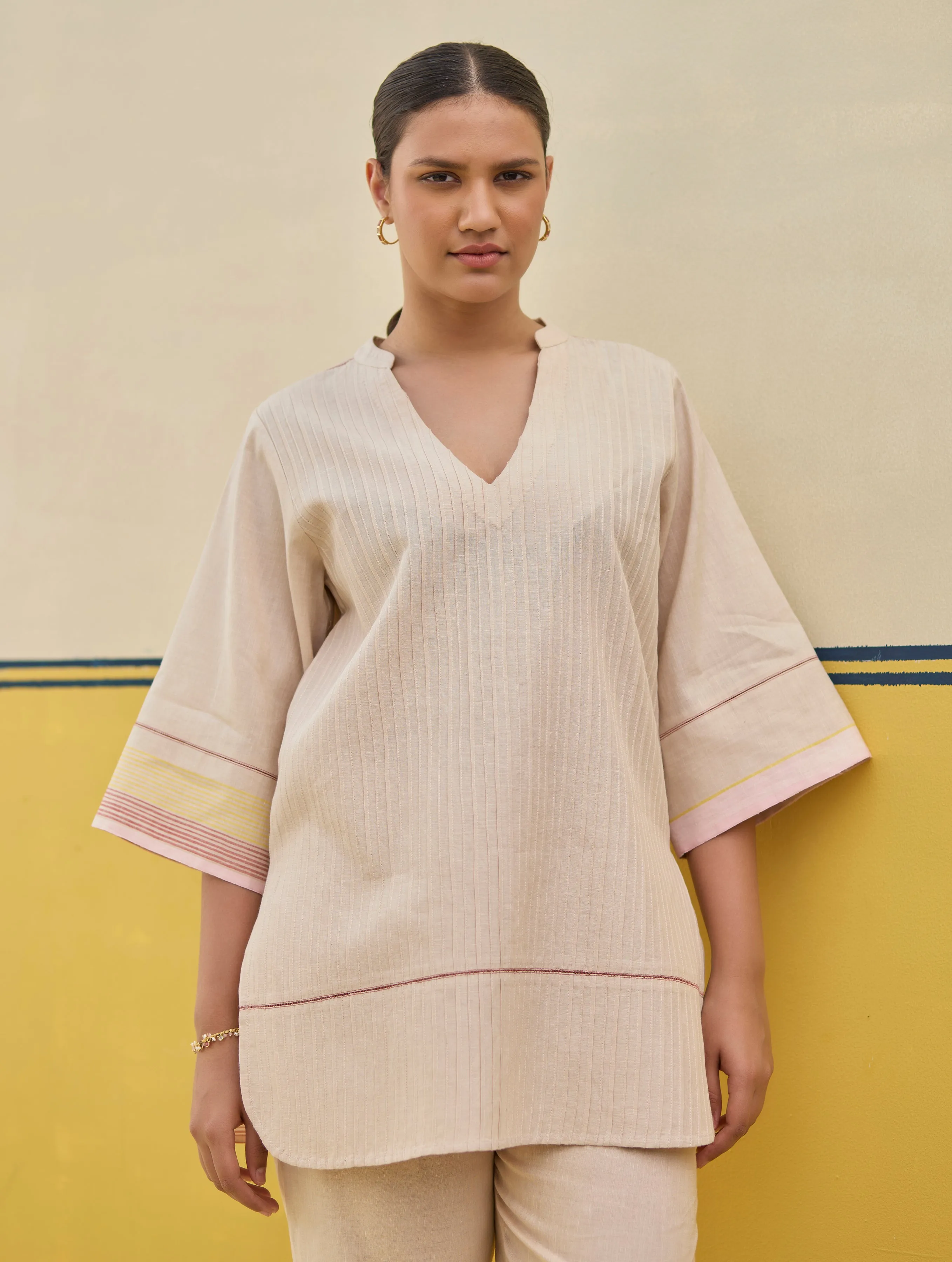 Neri Border Linen Co-ord Set - Sand