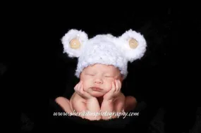 Newborn White Cloud Teddy Bear Hat