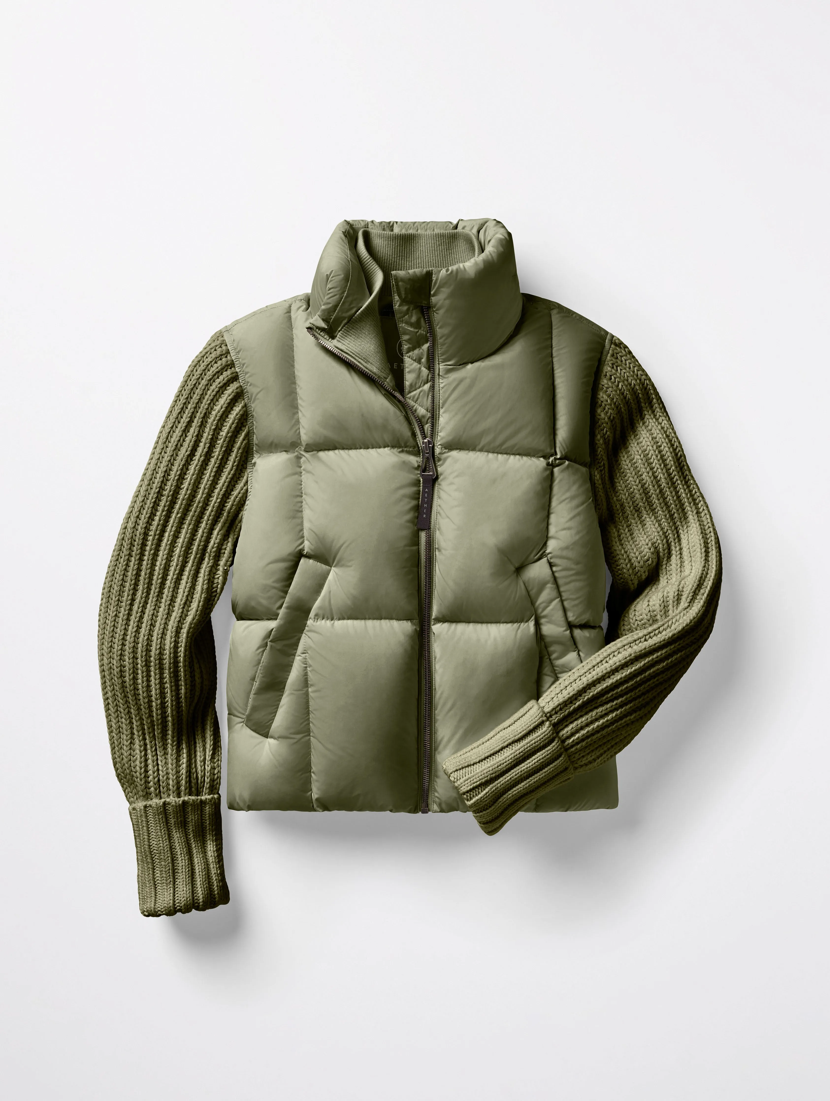 Nina Cardigan-Sleeve Down Jacket - Fern Green