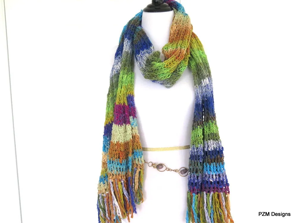 Noro Silk Shawl, Hand Knit Luxury Designer Wrap, Gift for Her