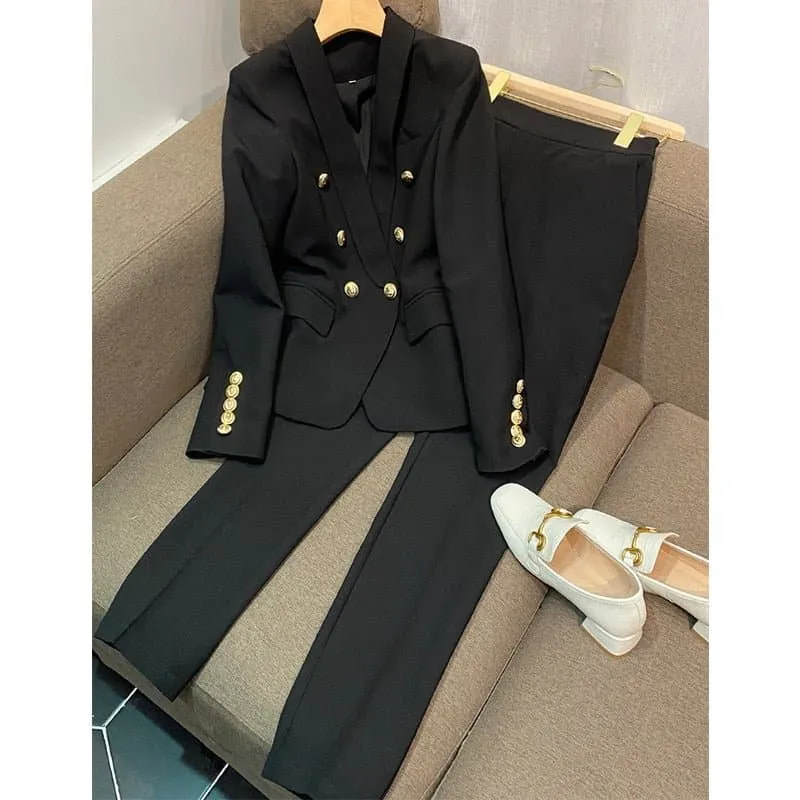 Office Ladies Blazer Pants Suit - Stylish, Comfortable, and Professional | Spring/Autumn Season Suit