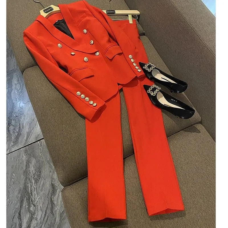 Office Ladies Blazer Pants Suit - Stylish, Comfortable, and Professional | Spring/Autumn Season Suit