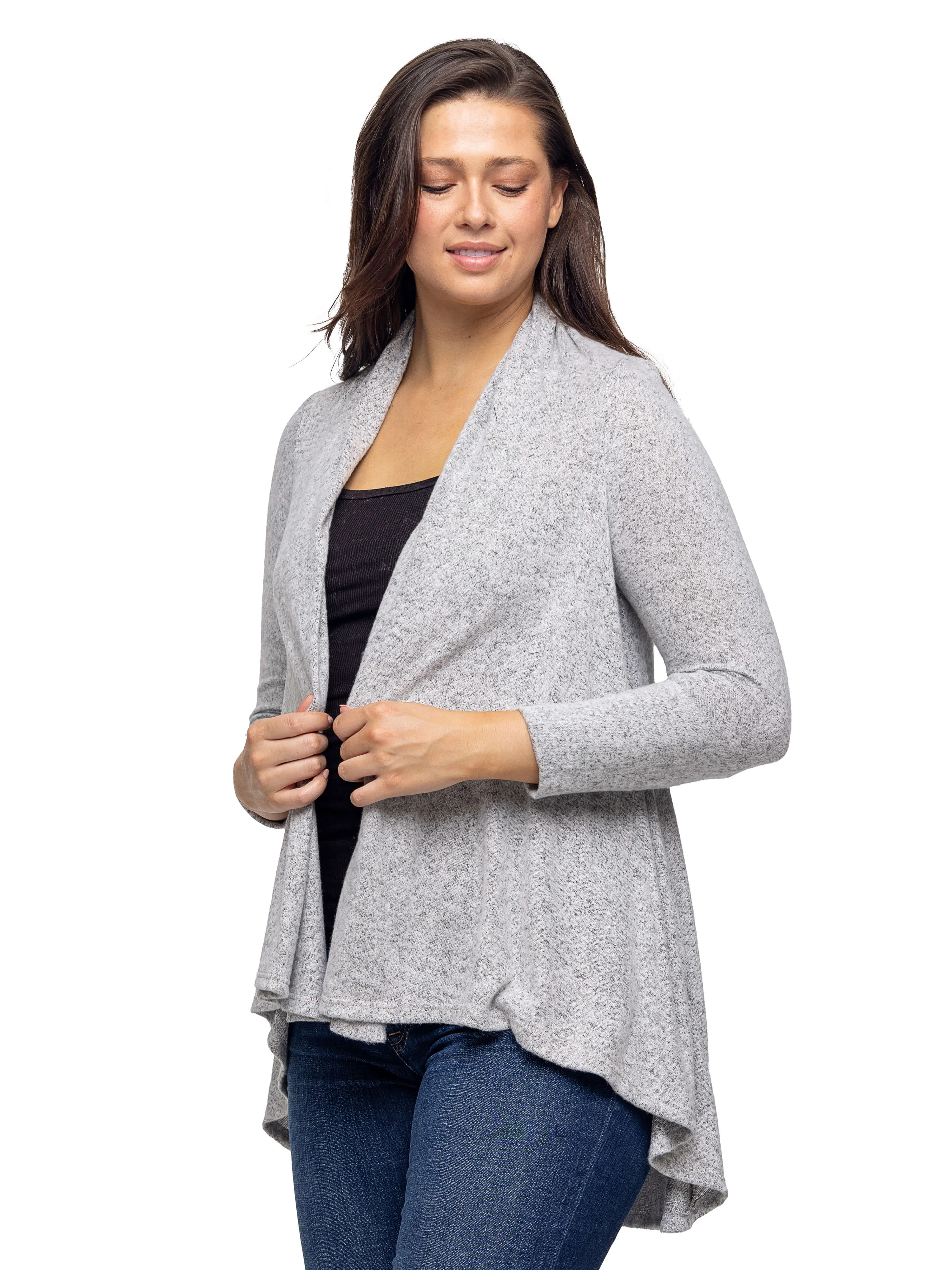 Open Front Long Sleeve High Low Cozy Cardigan