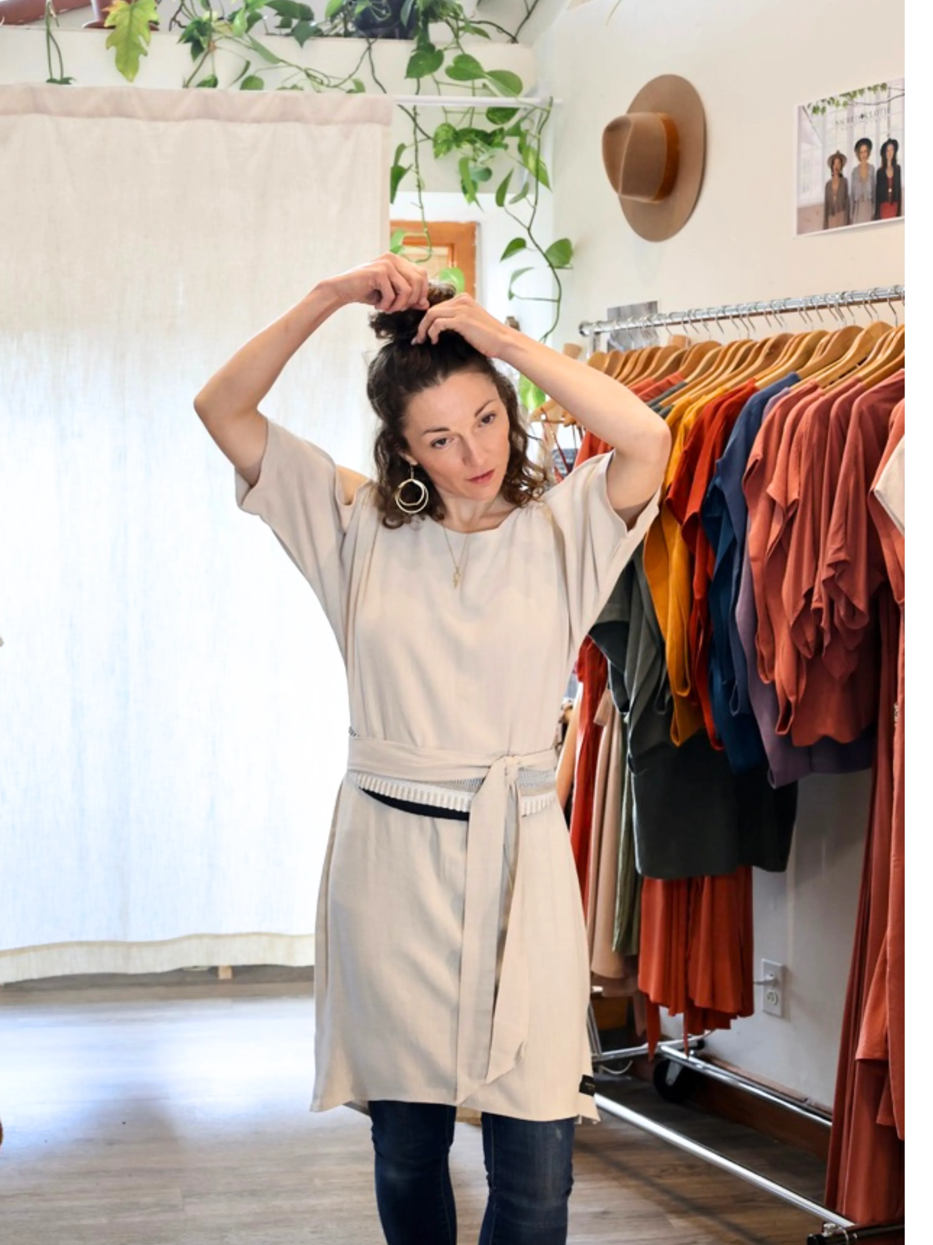 Open Shoulders Tunic with Belt - Sand