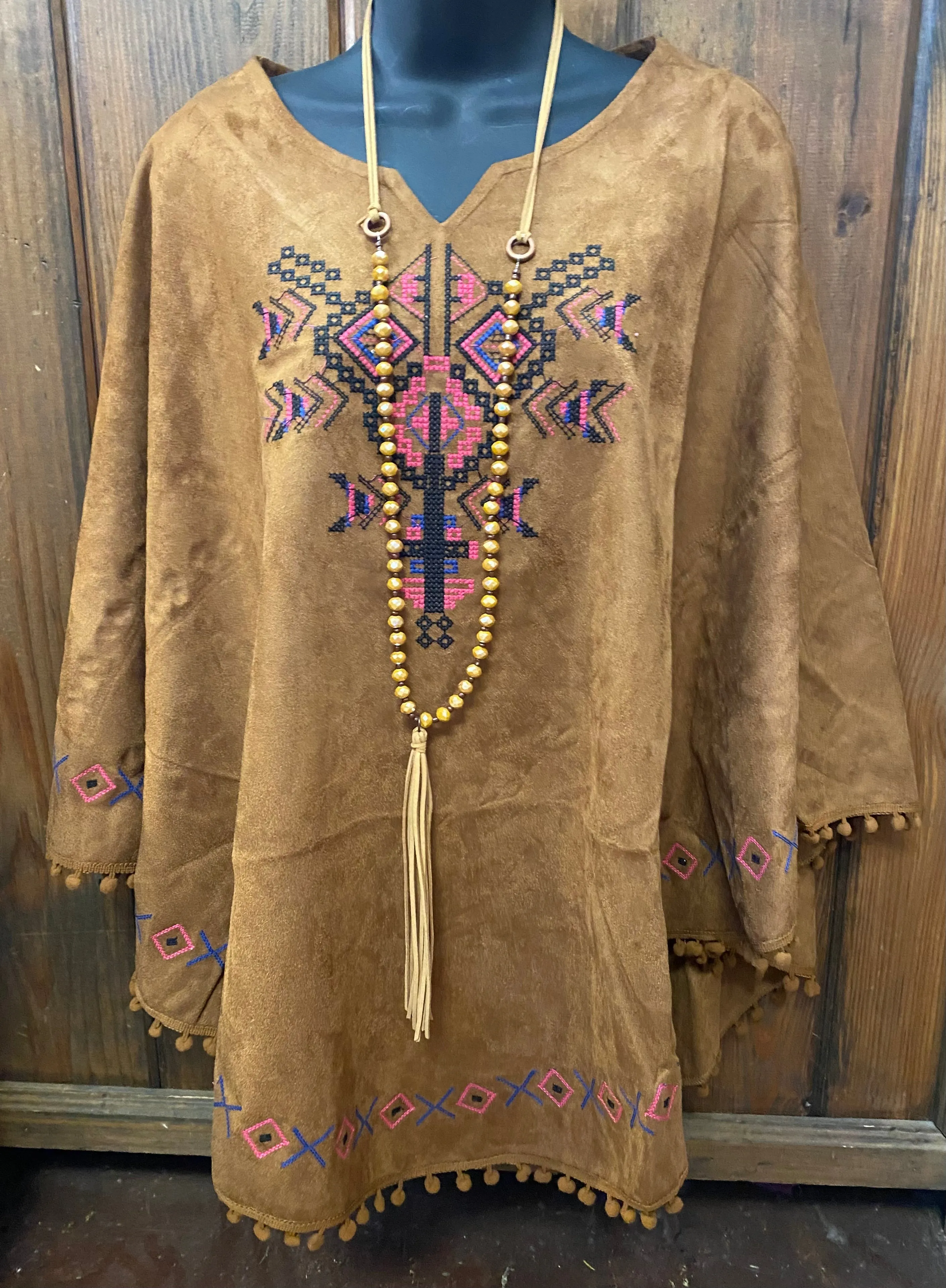 Orange Fashion Village Poncho