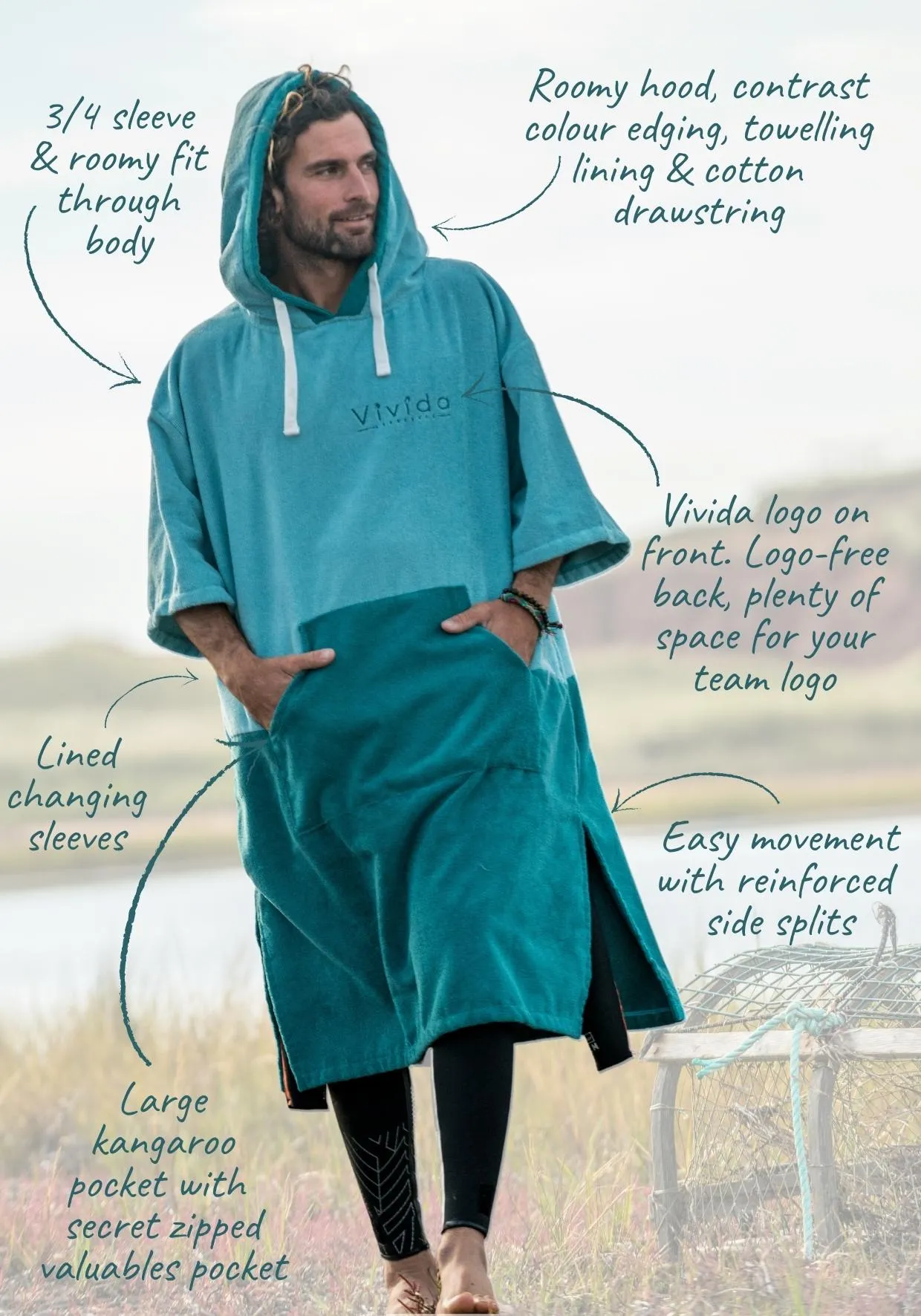 Original Poncho Towel Changing Robe - Turquoise Teal / Pacific Teal