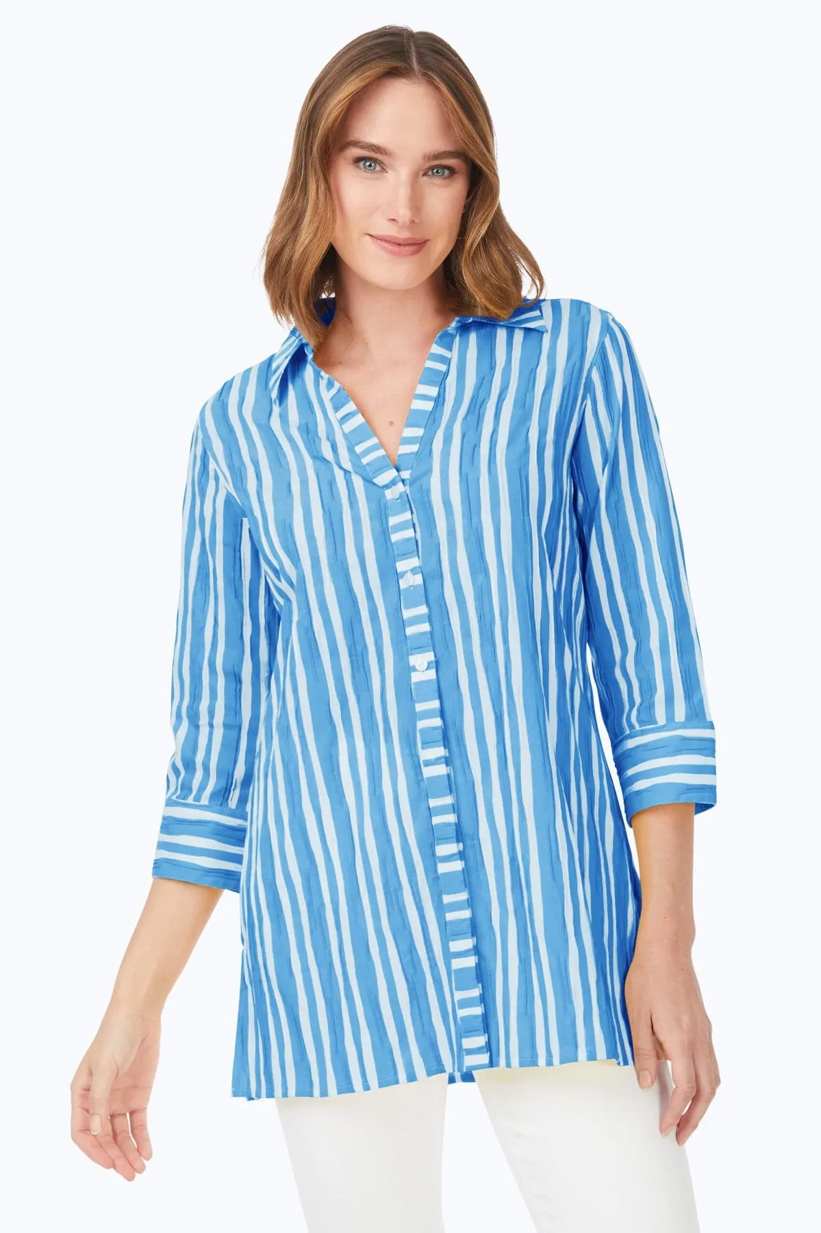 Pamela Beach Stripe Crinkle Tunic