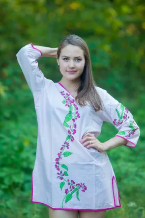 Pink Sun and Sand Style Caftan in Climbing Vines Pattern