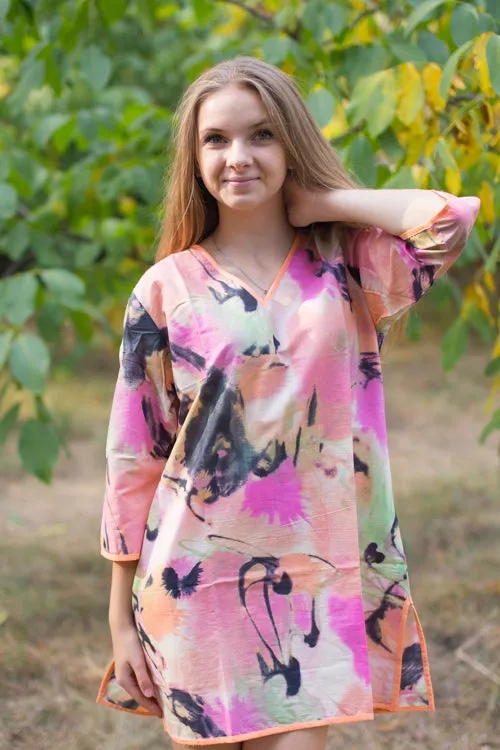 Pink Sun and Sand Style Caftan in Flamingo Watercolor Pattern