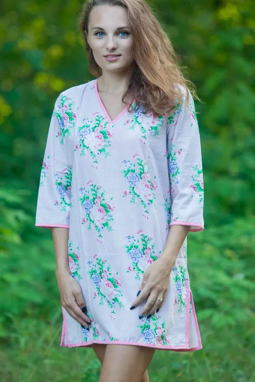 Pink Sun and Sand Style Caftan in Pink Peonies Pattern