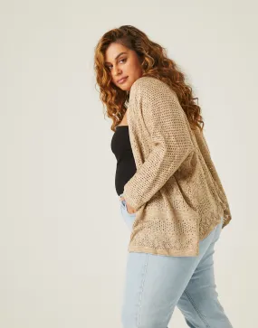 Plus Size Lightweight Knit Open Cardigan