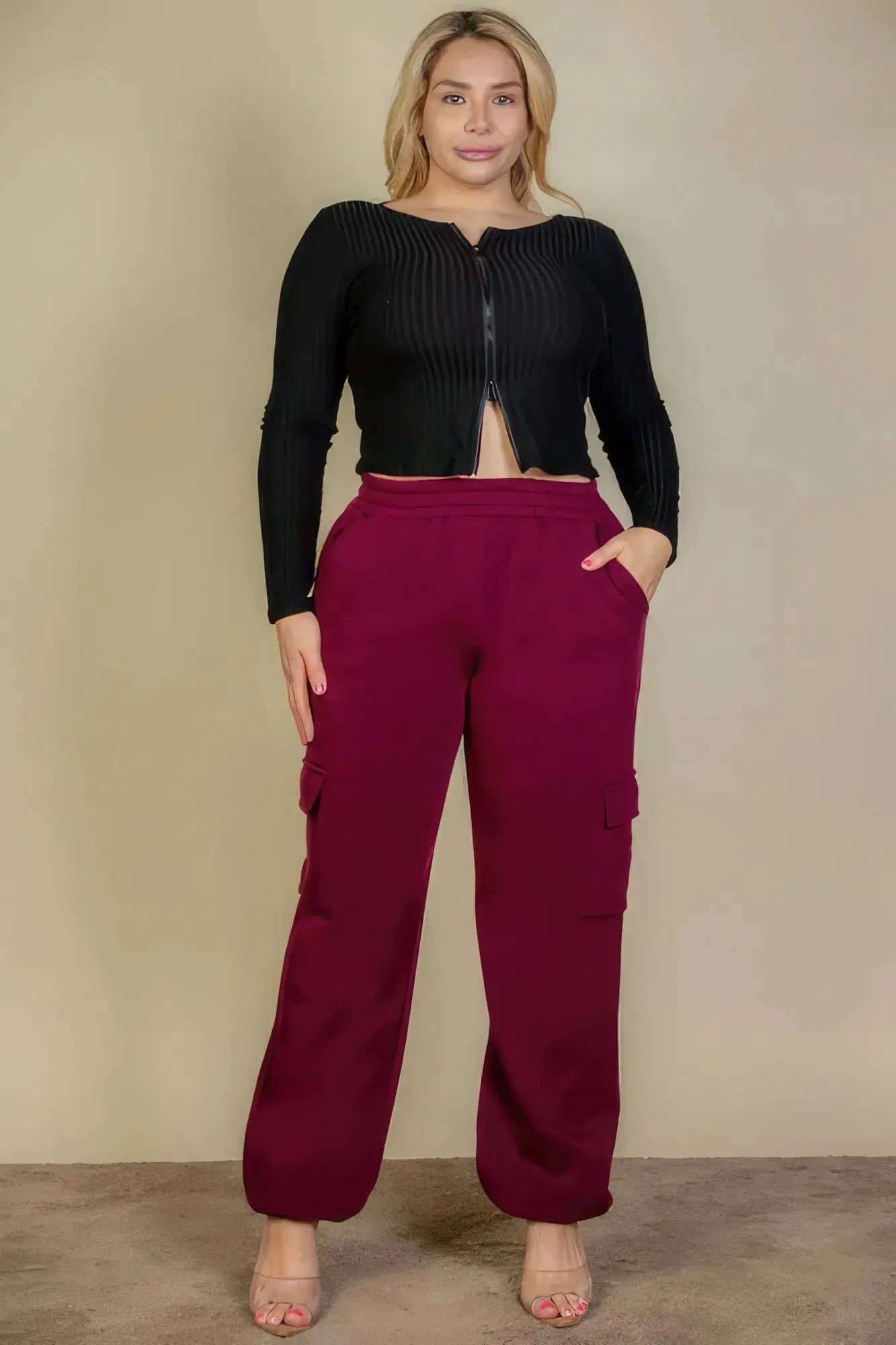 Plus Size Sweatpants Side Pocket Drawstring Waist