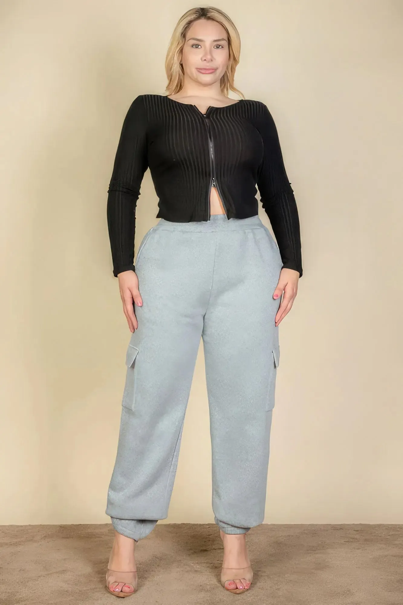 Plus Size Sweatpants Side Pocket Drawstring Waist