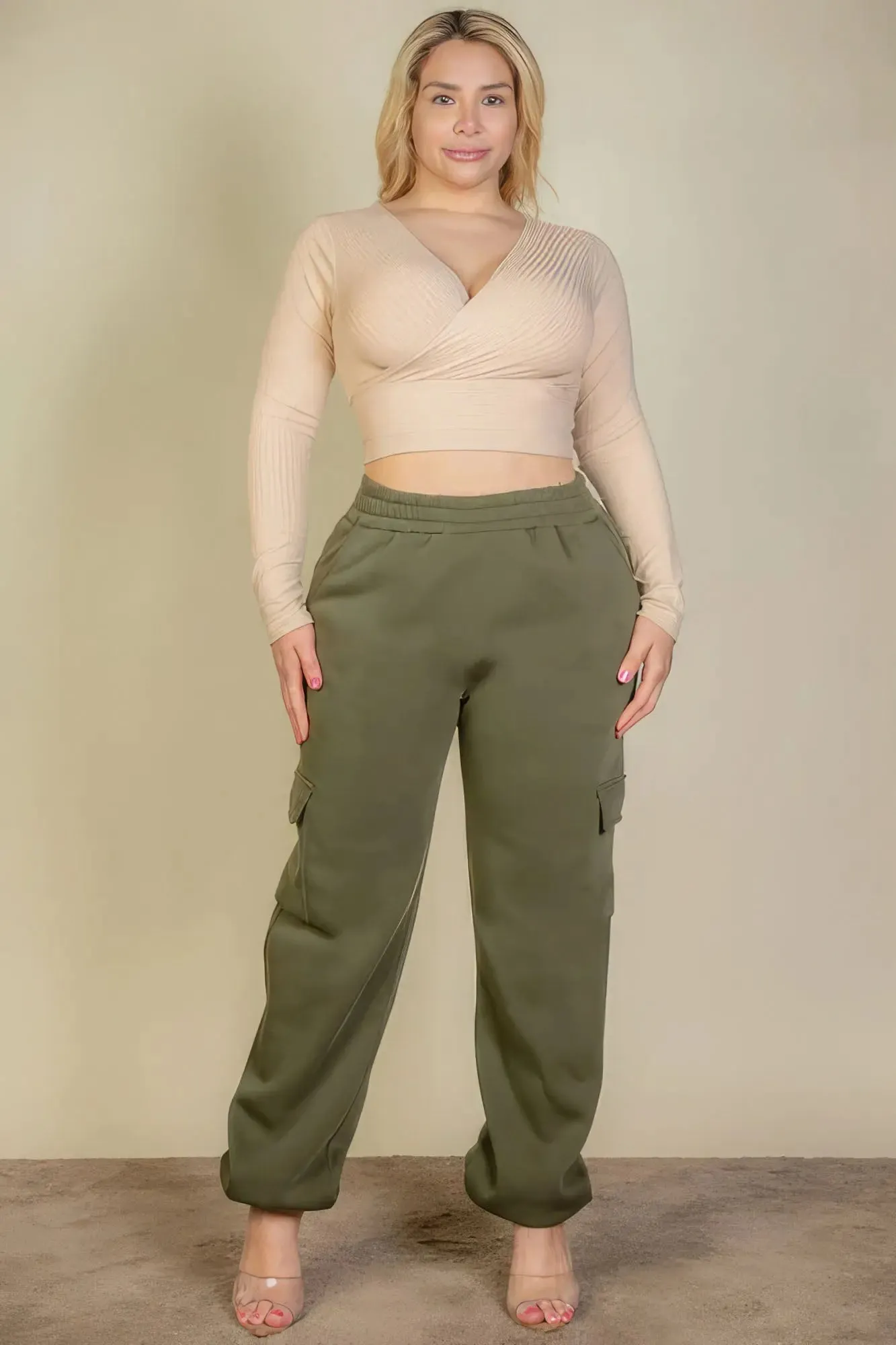 Plus Size Sweatpants Side Pocket Drawstring Waist