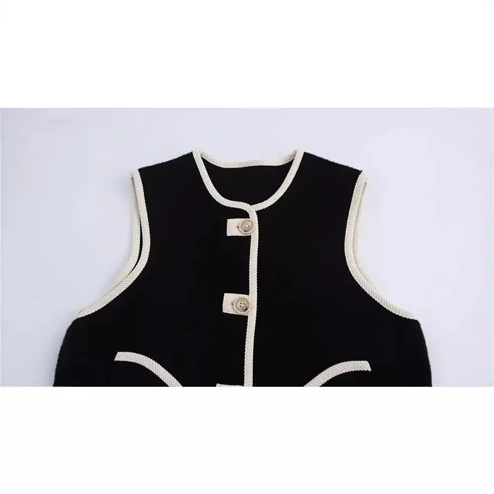 Pre Order: Loose Fit Sleeveless Trimmed Pocket  Pearl Fleece Vest