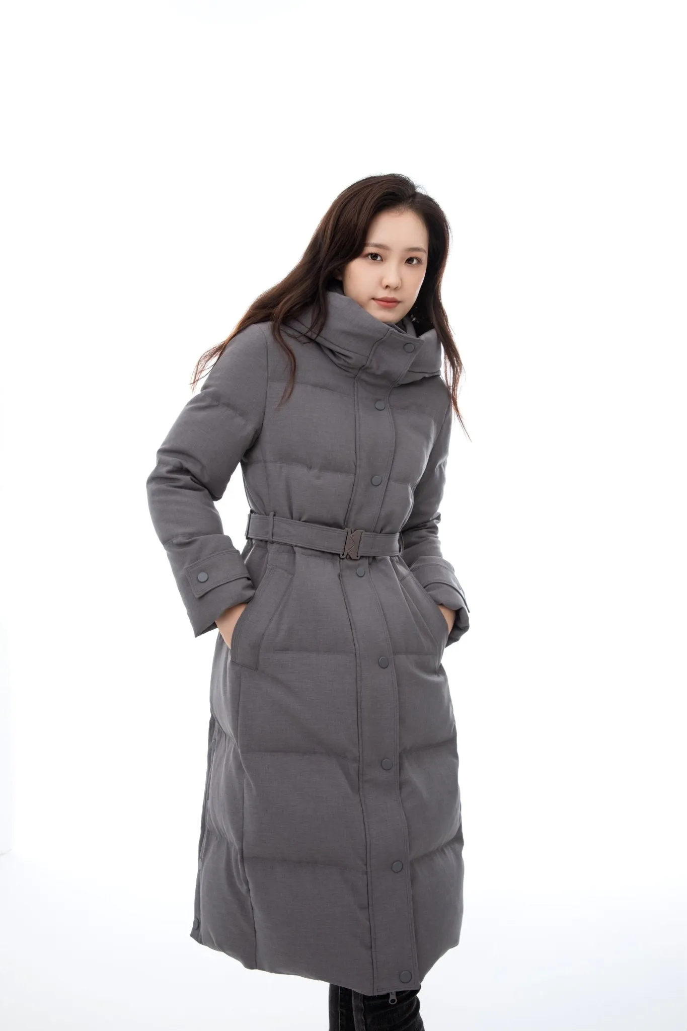 Premium Grey Long Down Jacket