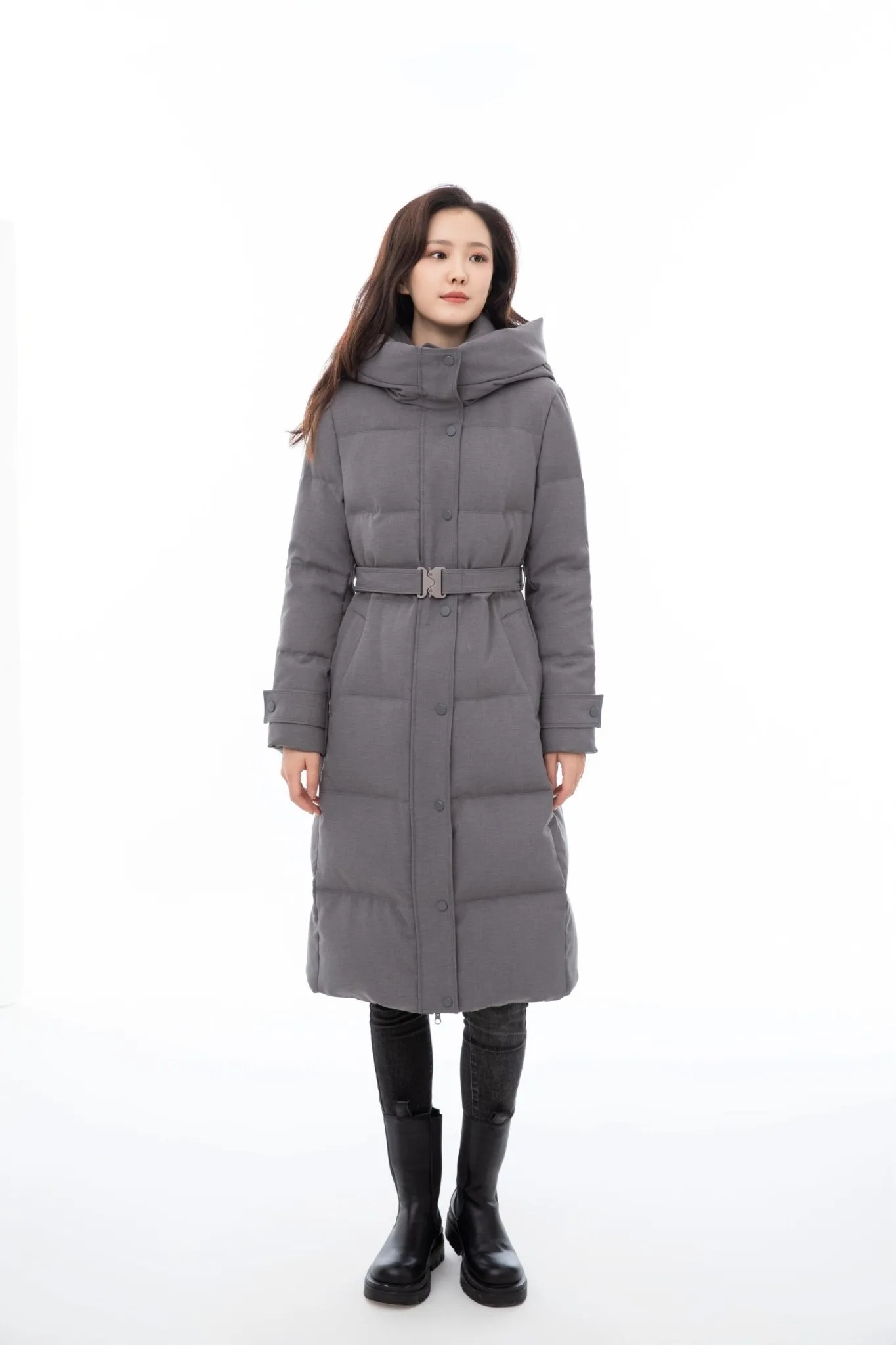 Premium Grey Long Down Jacket