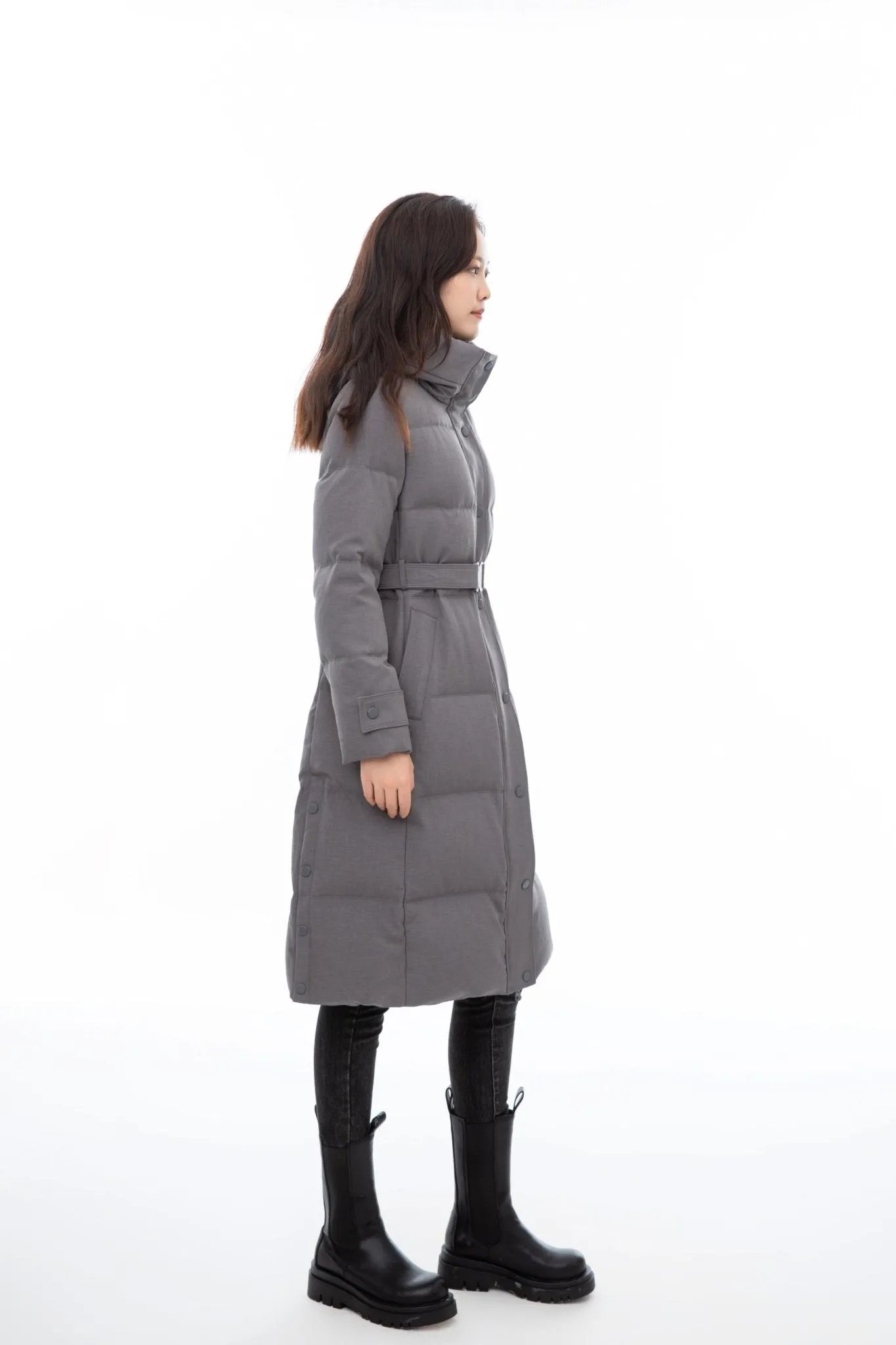 Premium Grey Long Down Jacket