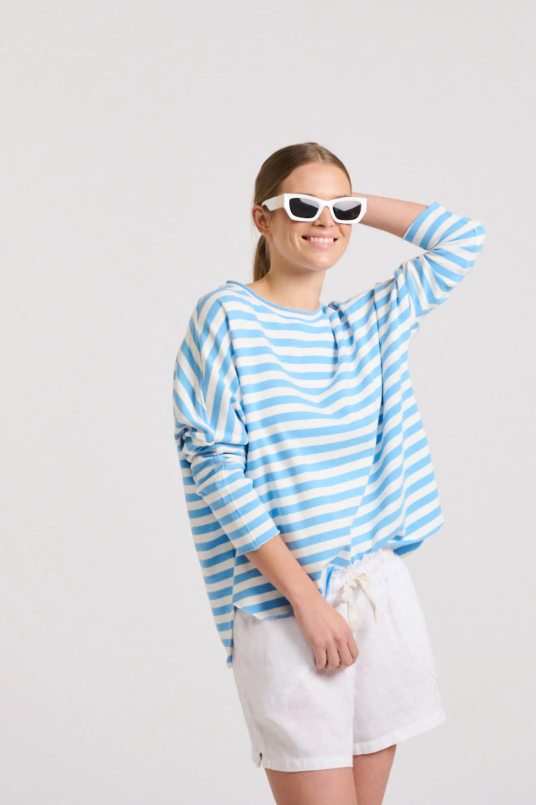 Raw Summer Sweatshirt | Blue/White Stripe