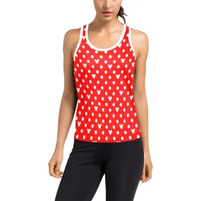 Red With White Mickey Polka Dots Women's Racerback Tank Top