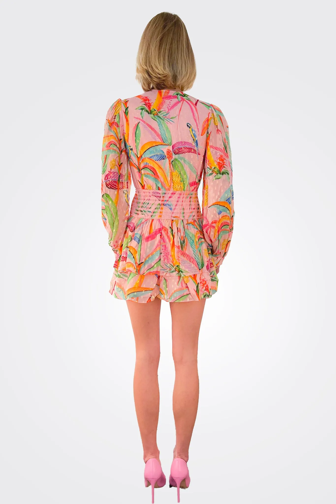 Rio Long Sleeve Short Dress - Tropical