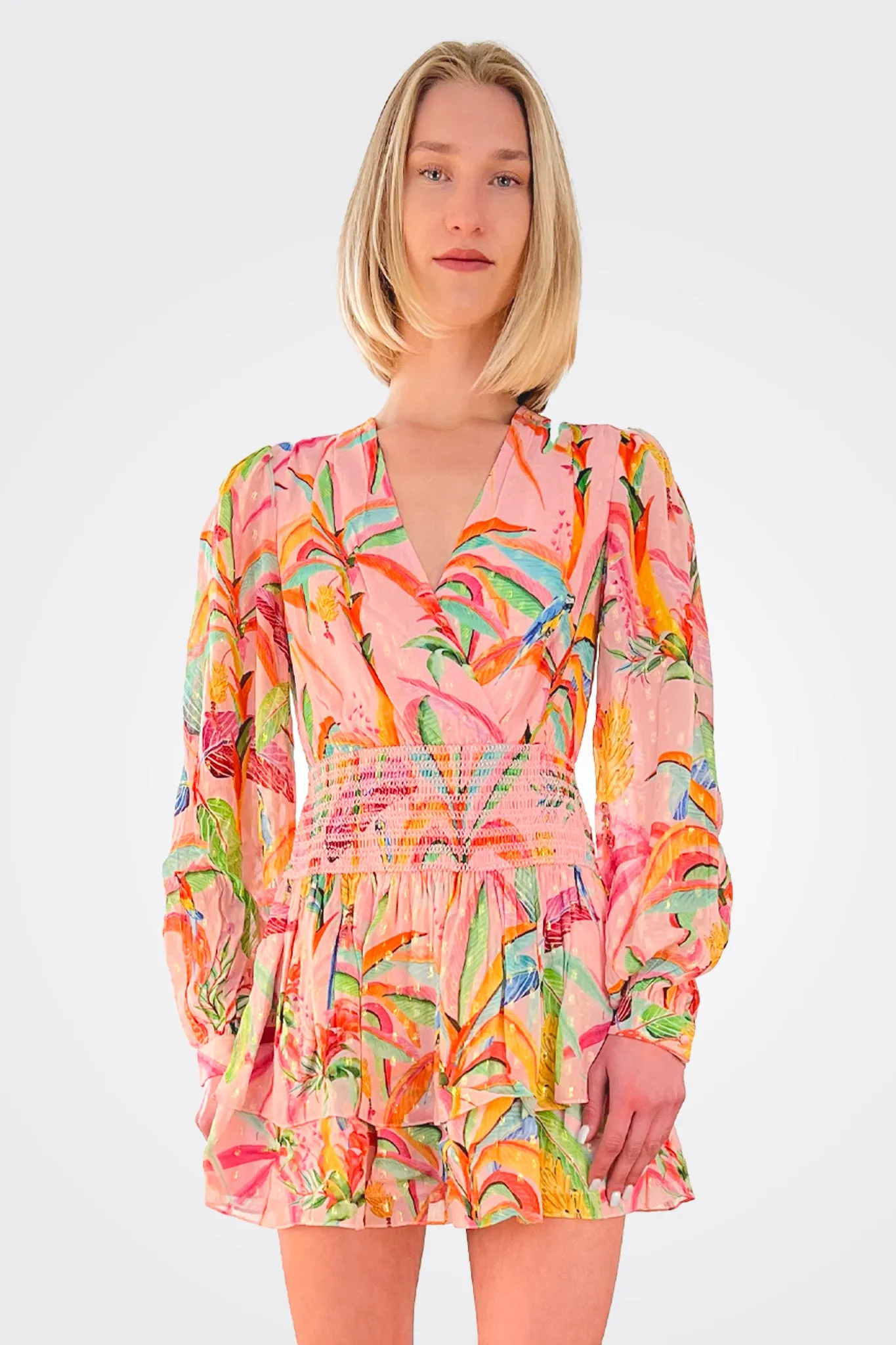 Rio Long Sleeve Short Dress - Tropical