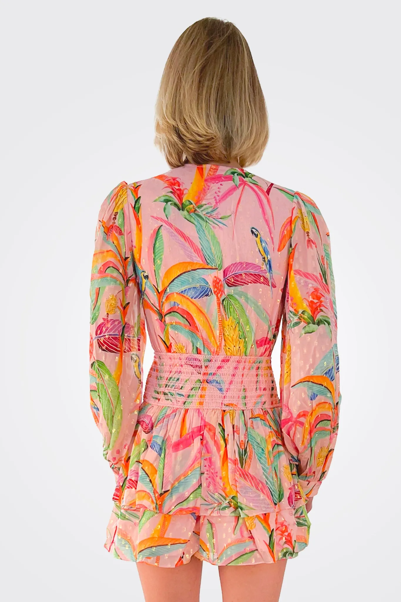 Rio Long Sleeve Short Dress - Tropical