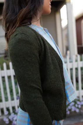 Robbi Cardigan Sweater in Heather Green - Pre-Order 2/30