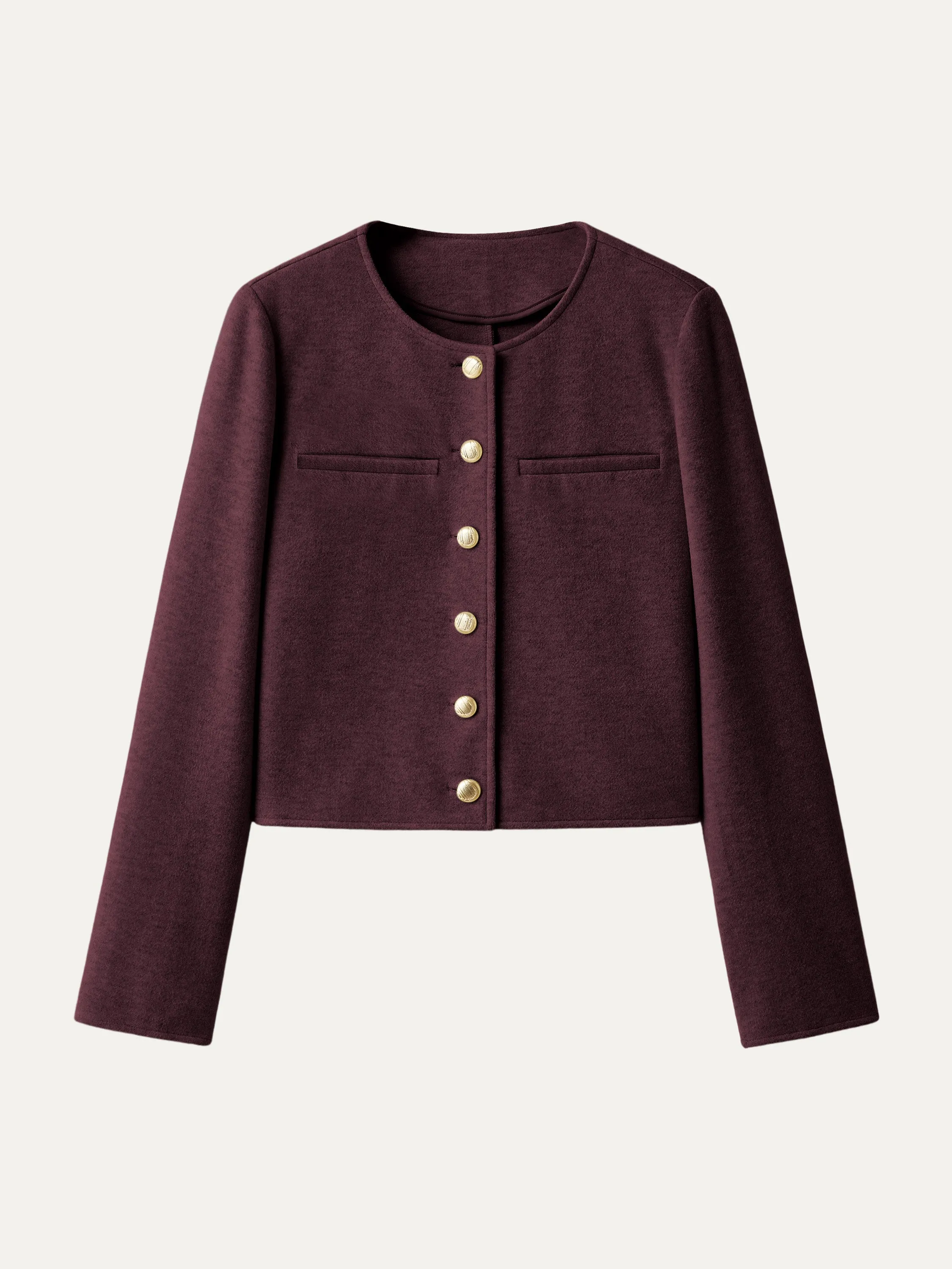 Round neck Button Placket Cropped Jacket