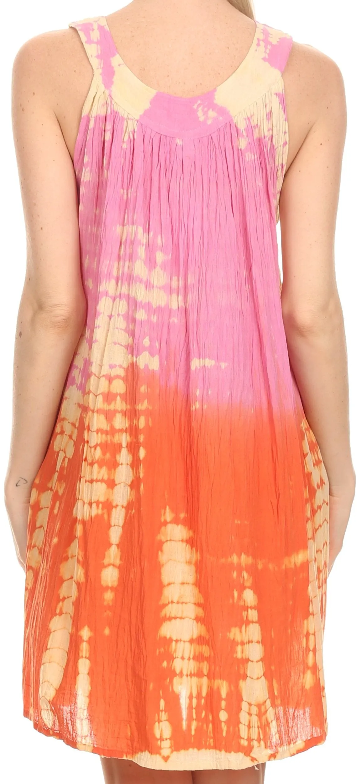 Sakkas  Amber Rose Sleeveless V-Neck Embroidered Ombre Tie Dye Tank Top Blouse / Tunic