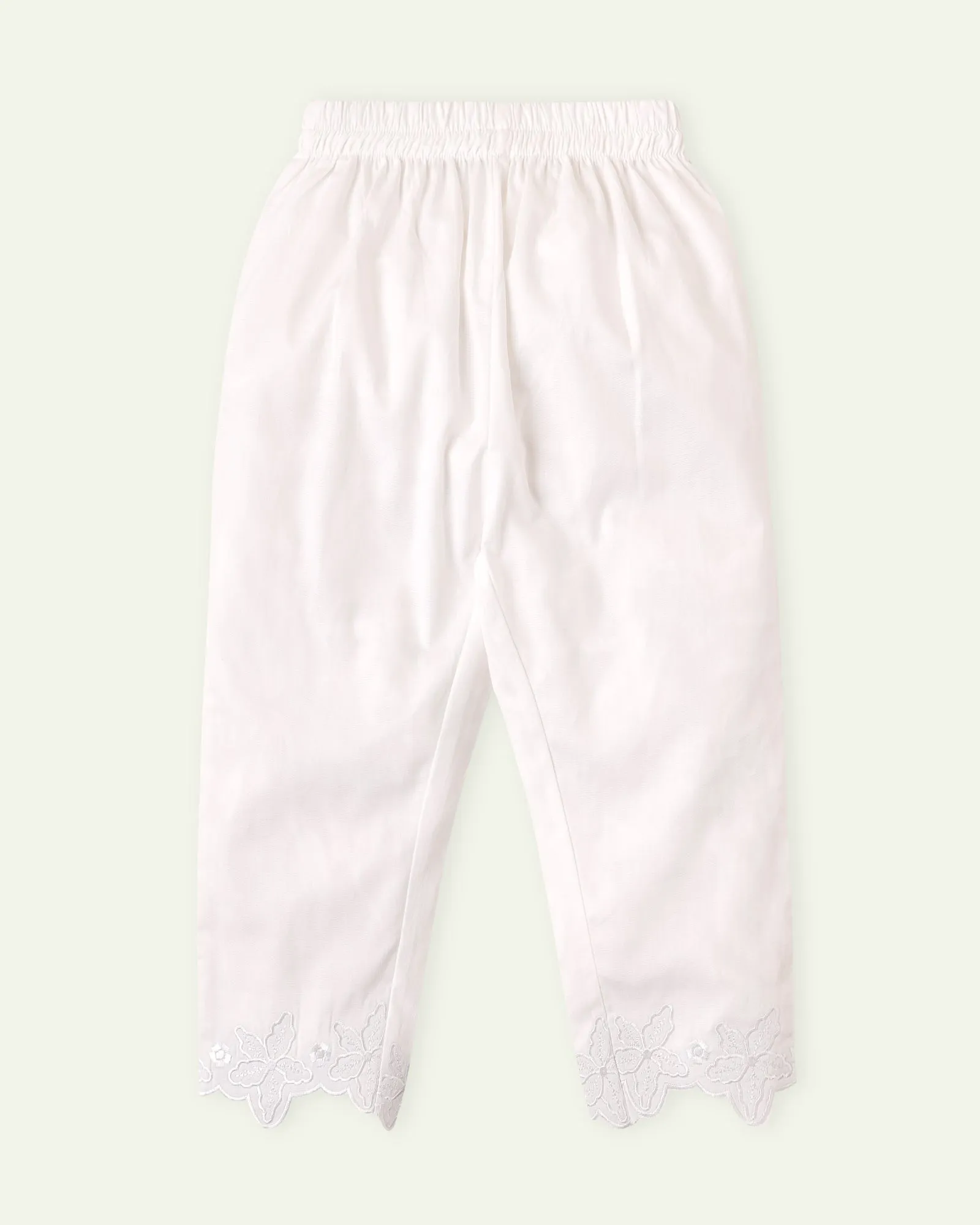 Scalloped White Trouser