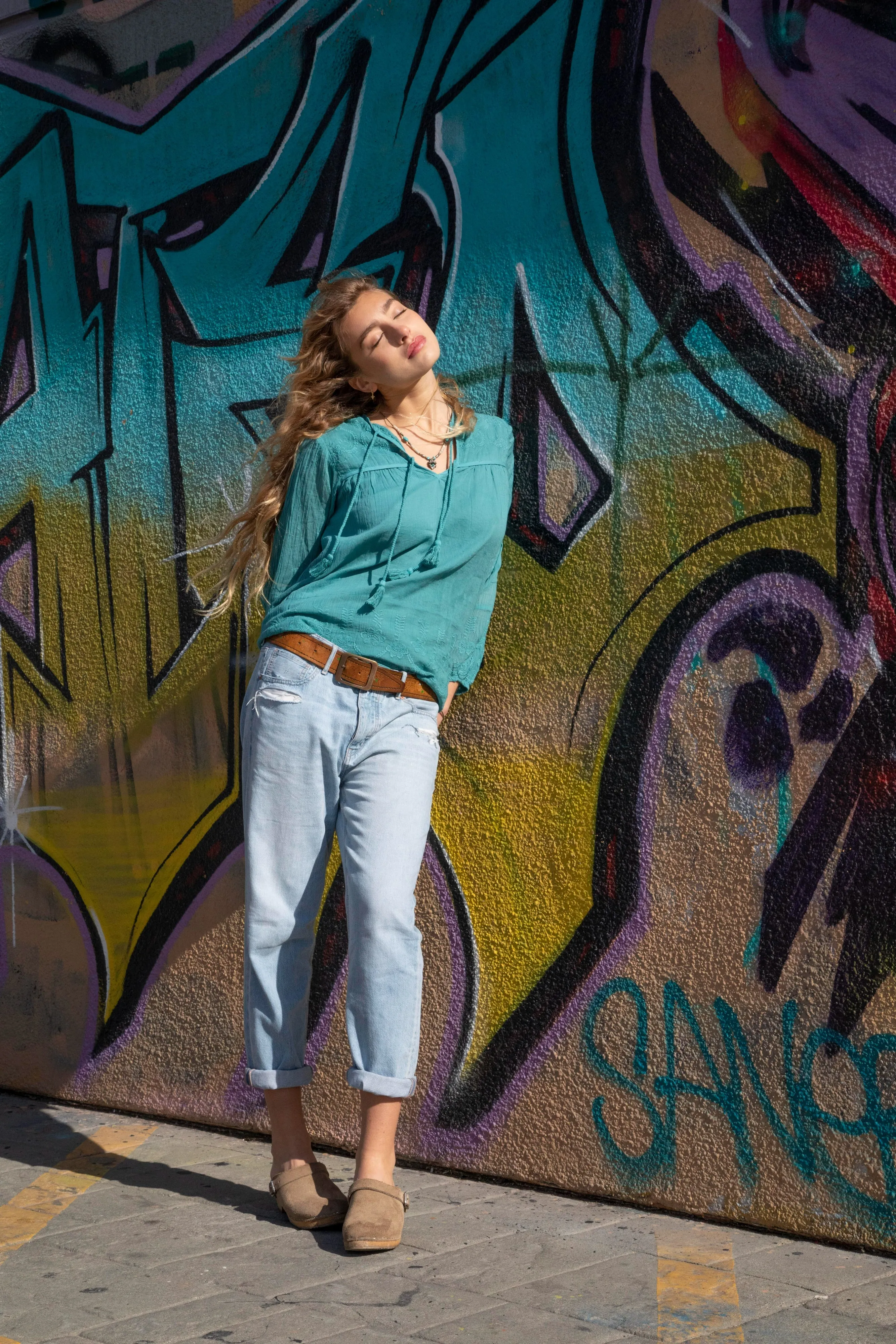 Serenity Embroidered Blouse Teal