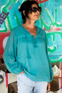 Serenity Embroidered Blouse Teal