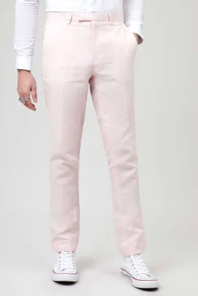 Shades Skinny Fit Pink Linen Trousers