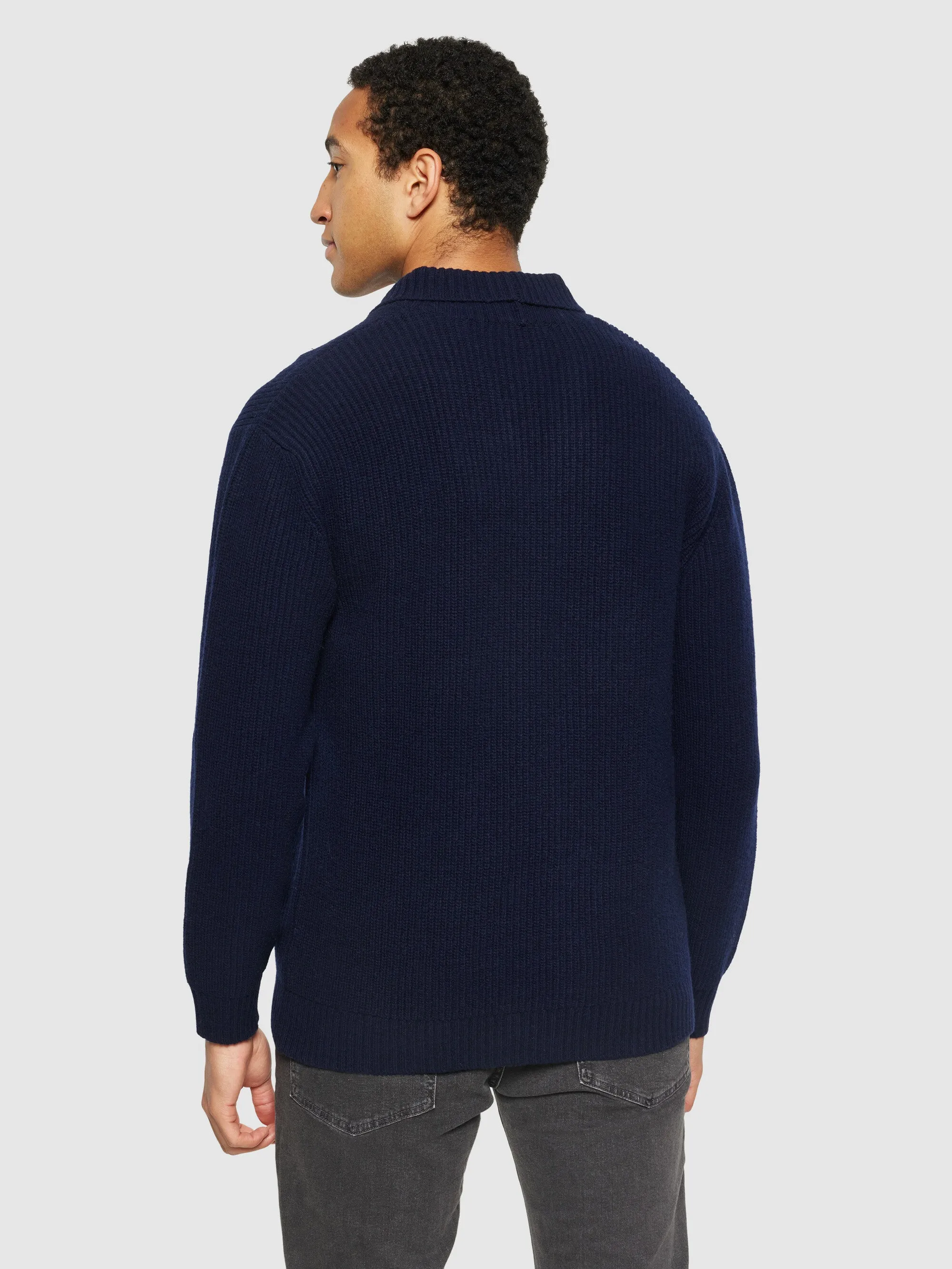 Shawl neck wool cardigan - RWS - Total Eclipse