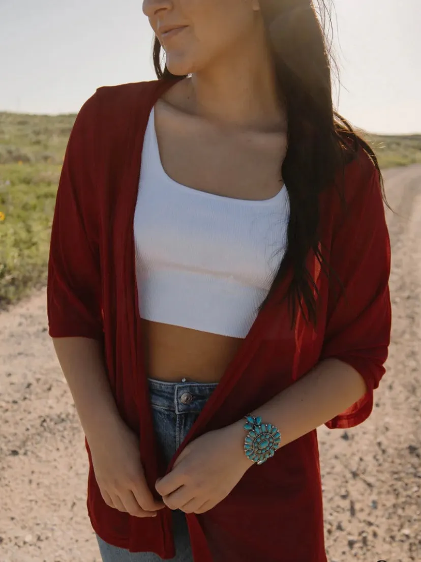 Sheer Crimson Cardigan