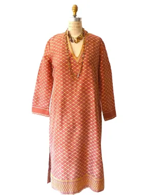 Silk Ikat Tunic Pink Terracotta One Of A Kind