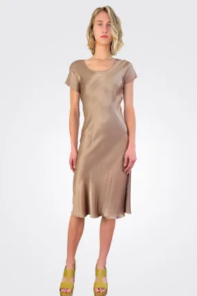 Silk Short Sleeve Dress - Sand