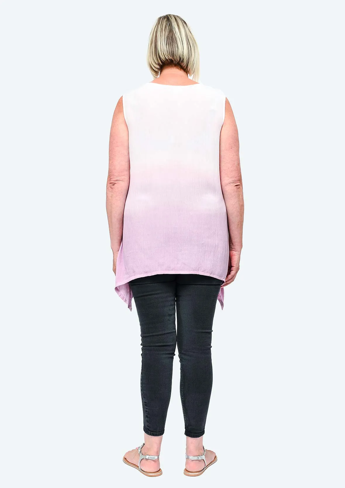 Sleeveless Ombre Top With Handkerchief Hem