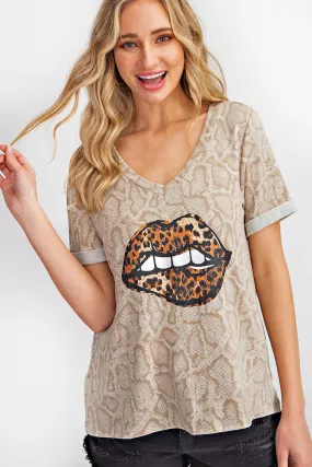 Snake & Leopard Lips Top