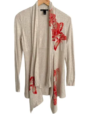 Soft Autumn Sequin Floral Open Cardigan Sweater