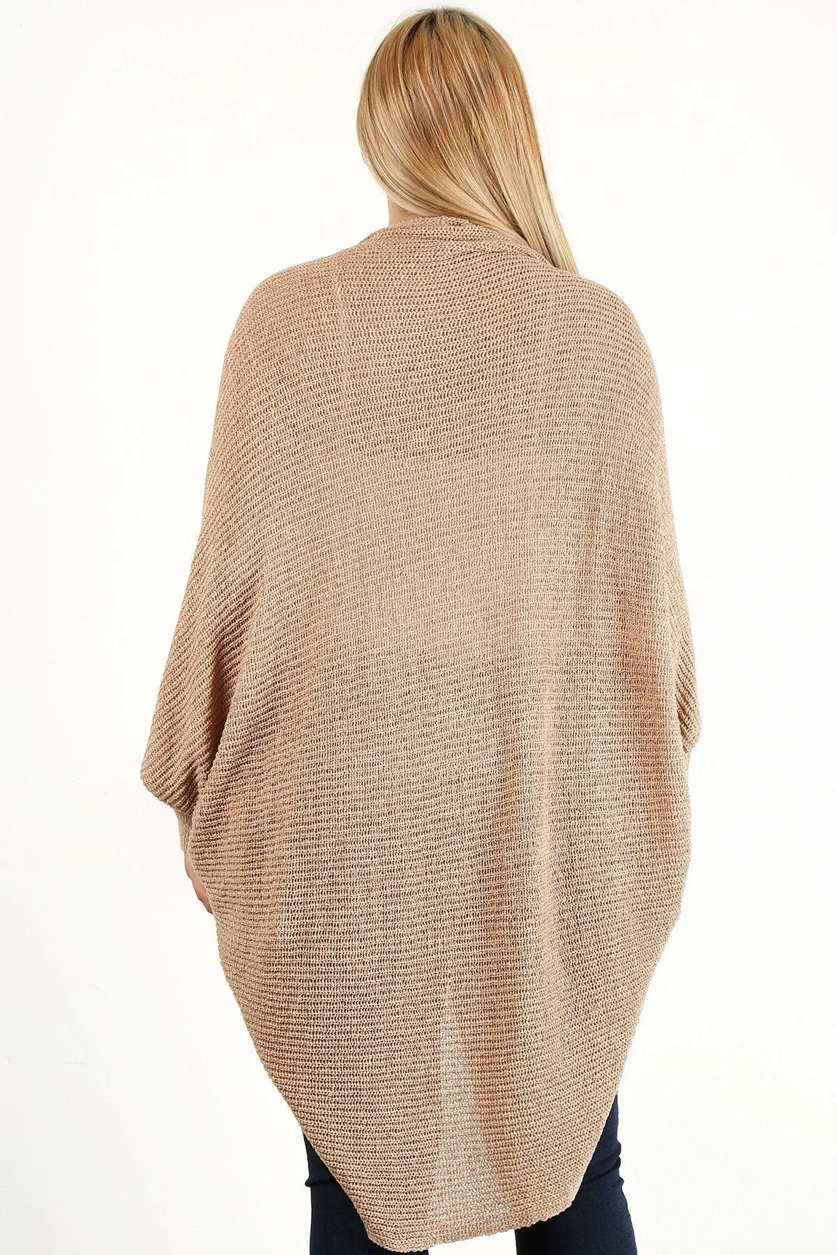 Solid Loose Knit, Open Cocoon Cardigan