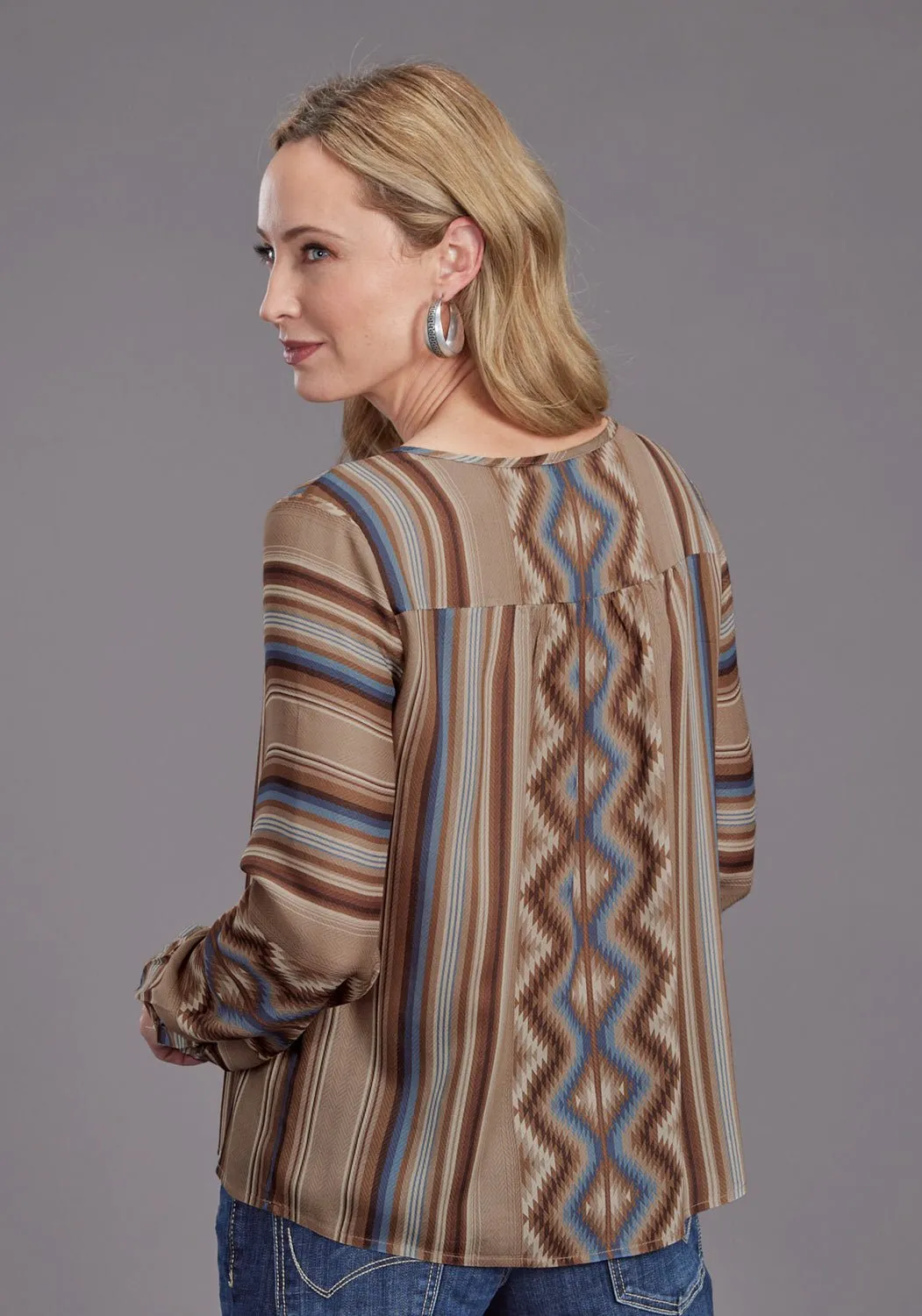 Stetson Womens Serape Herringbone Sand 100% Rayon L/S Tunic