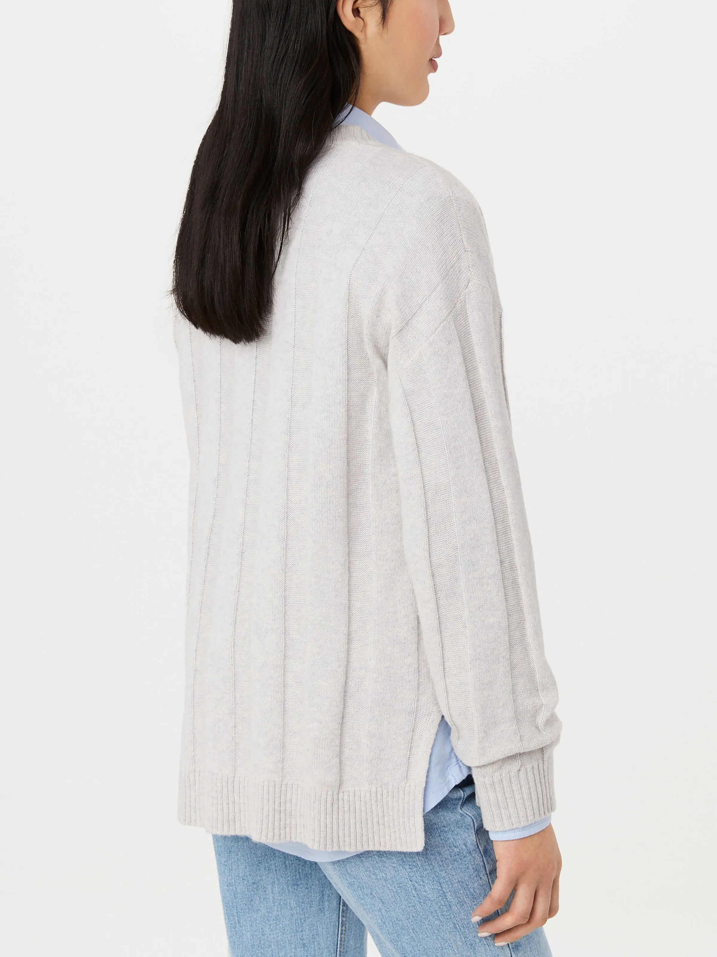 The Merino Wool Blend Sweater in Light Grey