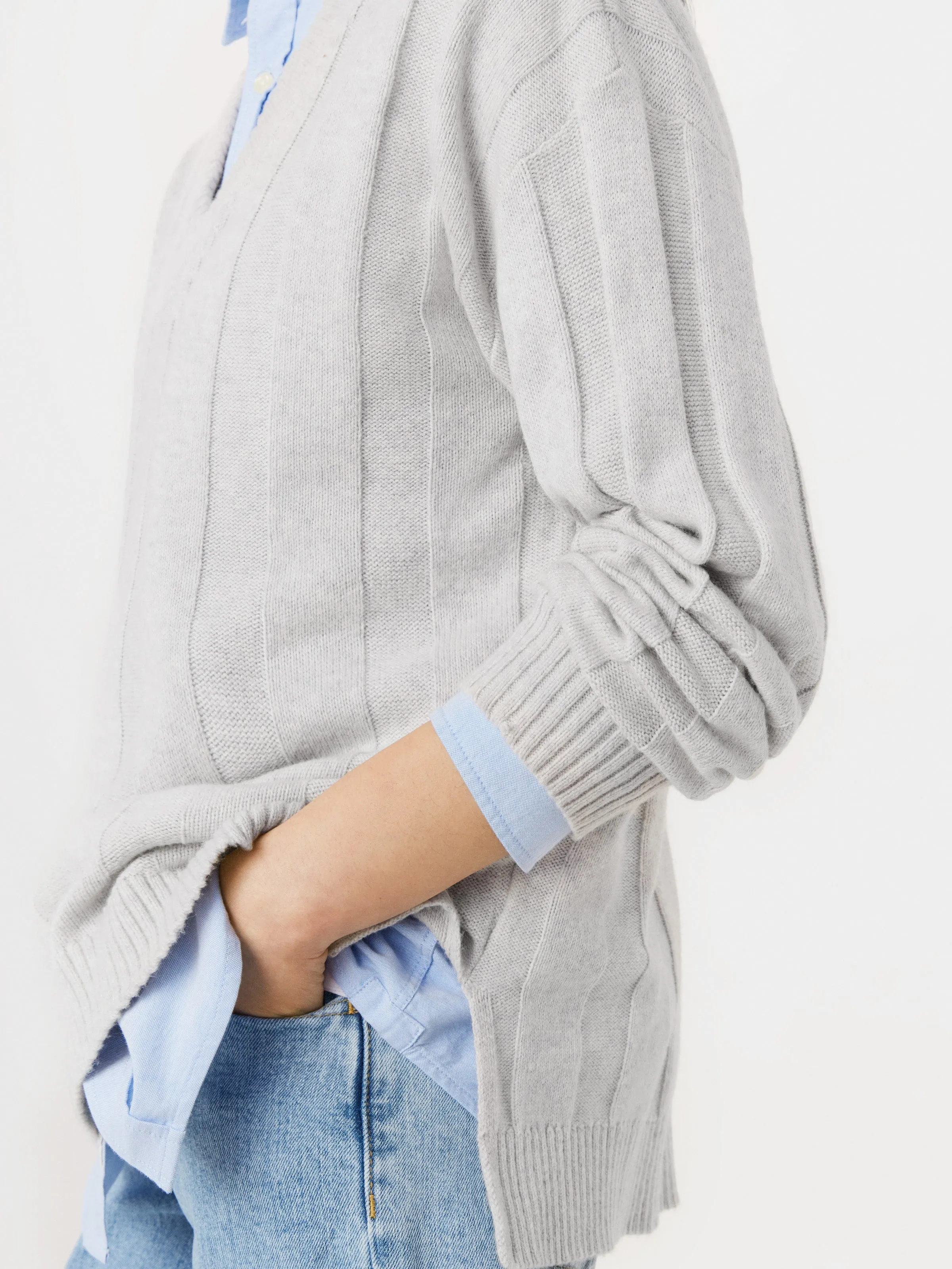 The Merino Wool Blend Sweater in Light Grey