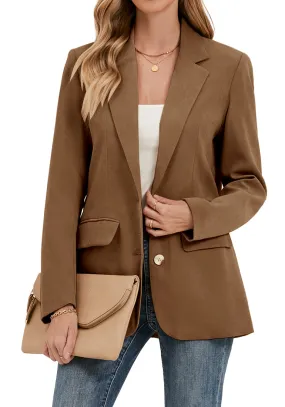 Toffee Women's Classic Twill Loose Fit Business Casual Blazer