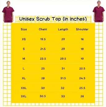 Unisex Medical Hospital Scrub Top | Size XS to 3XL | Maroon Scrubs